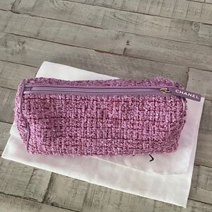 CHANEL Pink Tweed Cosmetic Pouch